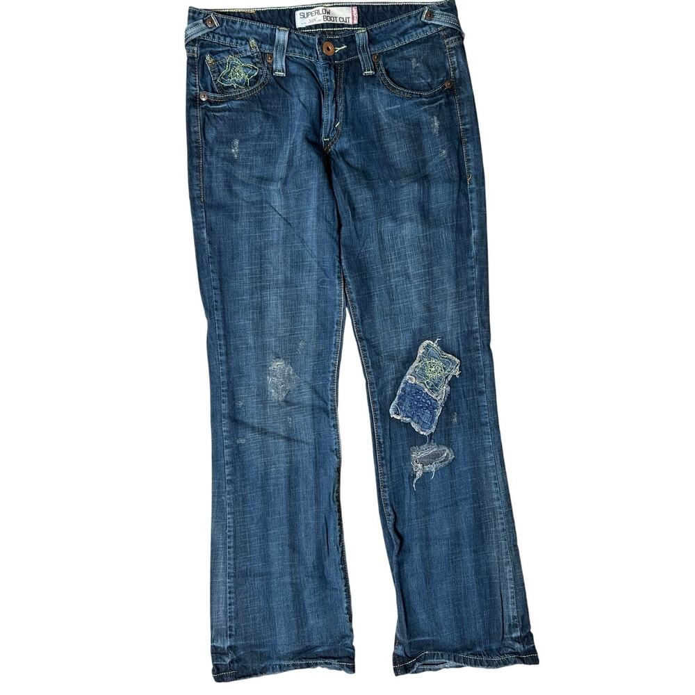 Levi’s Superlow Bootcut 518 Patchwork Jeans Size … - image 1